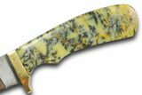 Knife with Yellow Dendritic Opal Inlays - Handcrafted In Utah #370833-3